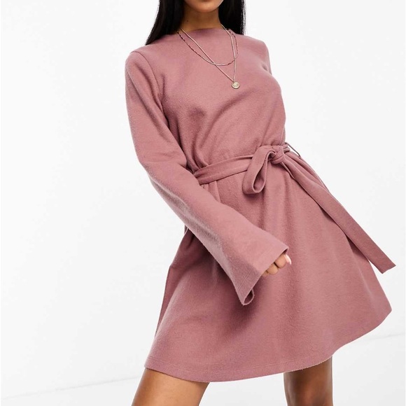 ASOS Flare sweater swing dress with belt size Small - Picture 1 of 7